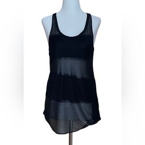 RARE & VINTAGE Poleci Cross-Back Tank with Slightly Sheer Panels in Black